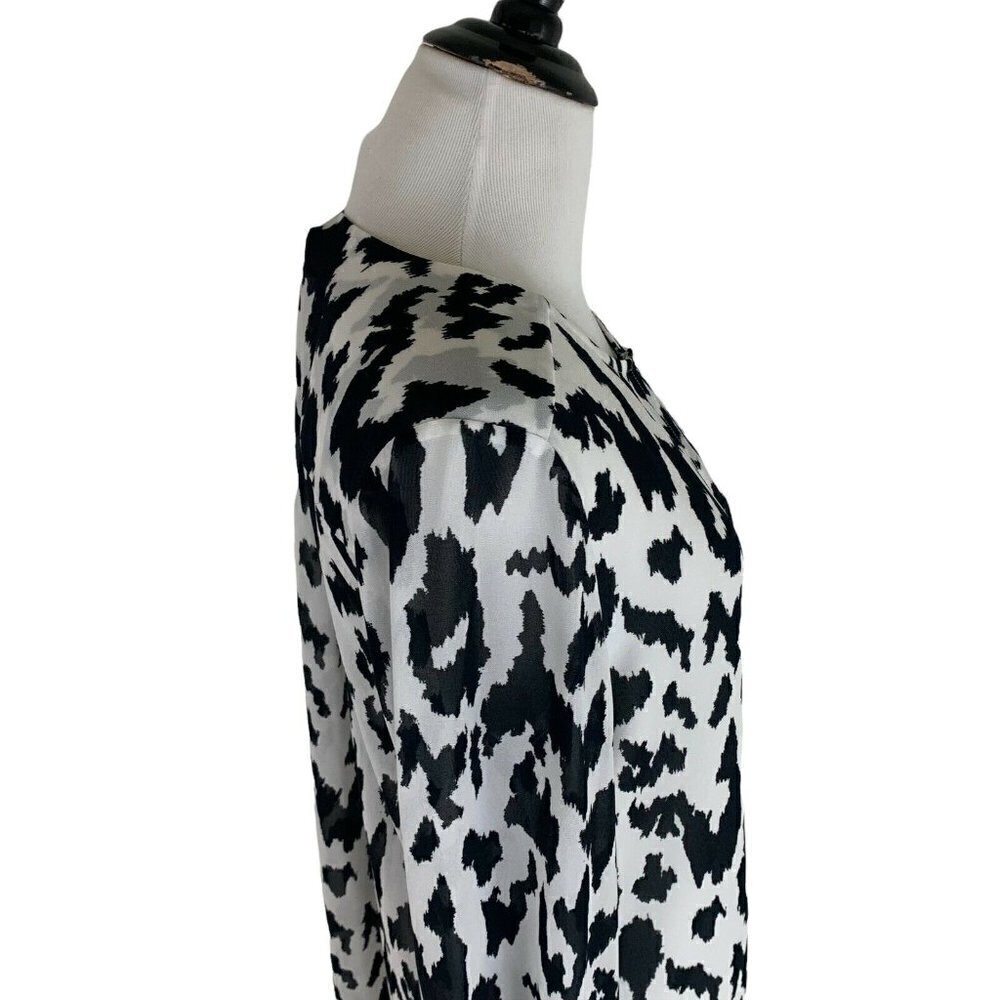 Gibson & Latimer Women's S Small Pop Over Blouse Button Down Animal Print Sheer - Picture 4 of 7